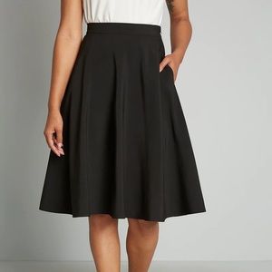 ModCloth Just This Sway A Line Black Skirt